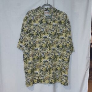 Margaritaville 100% Silk Tropical Print Short Sleeve Camp Shirt